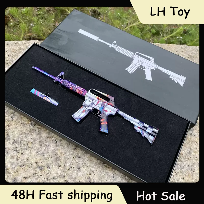 23cm GO'S Game Peripheral M4A1-S | Vaporwave Ornament All Metal Gun Model Accessory Gun Skin Collection Cannot Launch Decoration