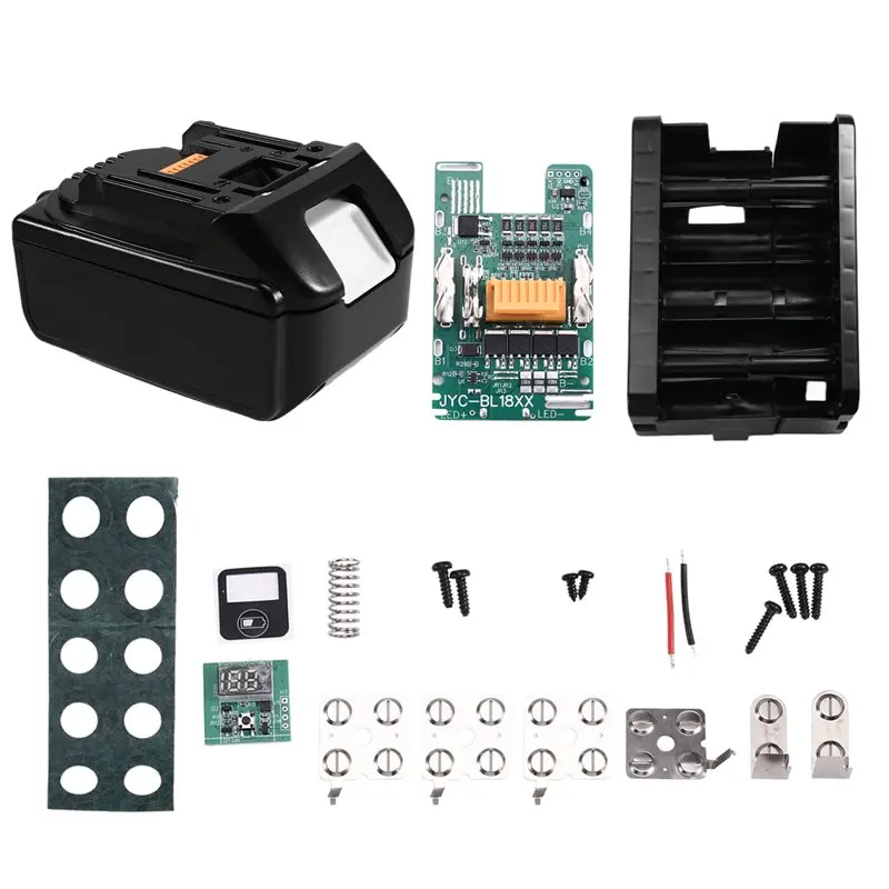 

【CARNIVAL】BL1830 Чехол для литий-ионного аккумулятора для 18 В 6,0 Ач, плата защиты от зарядки, печатная плата, светодиодный цифровой индикаторный блок