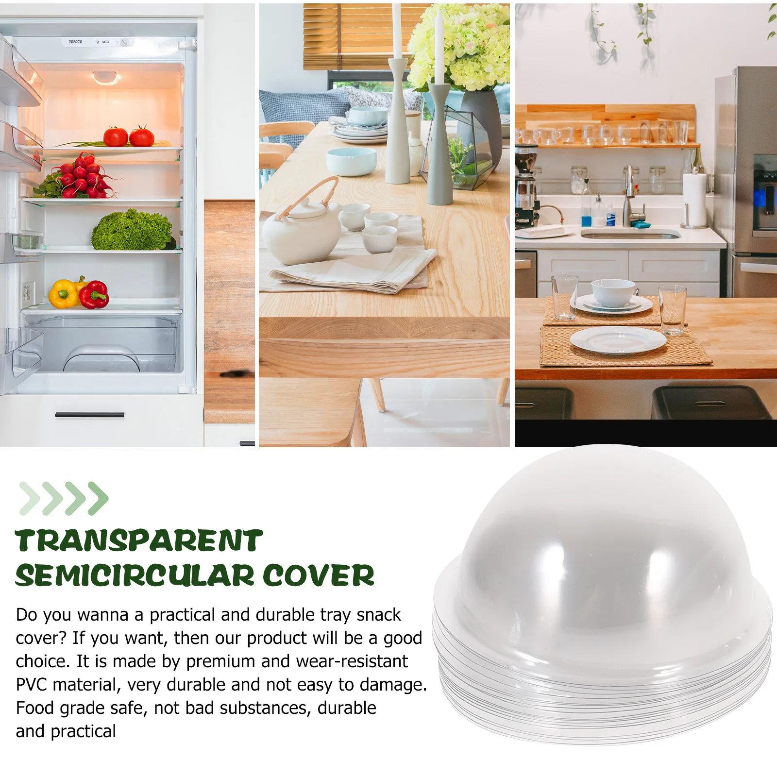 

20pcs Pvc Semi Round Cover Transparent Food Protector Snack Dome For Diy Kitchen Use Bowl Lid Cake Storage Supply