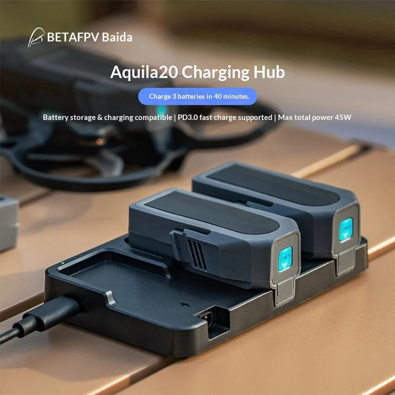 

BETAFPV Aquila20 FPV Drones 45W Battery Charger PD3.0 3 Batteries 40Mins Full Charge Fast Charge&Storage For Aquila20 FPV Drone