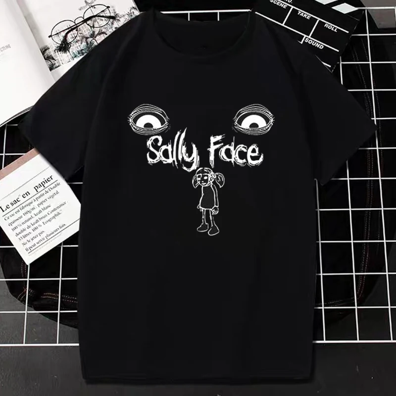 Funny Sally Face TShirt Harajuku Horror Game Tops Novelty Trend Cartoon Tee Women Men Oversized T-Shirt Roupas Masculinas