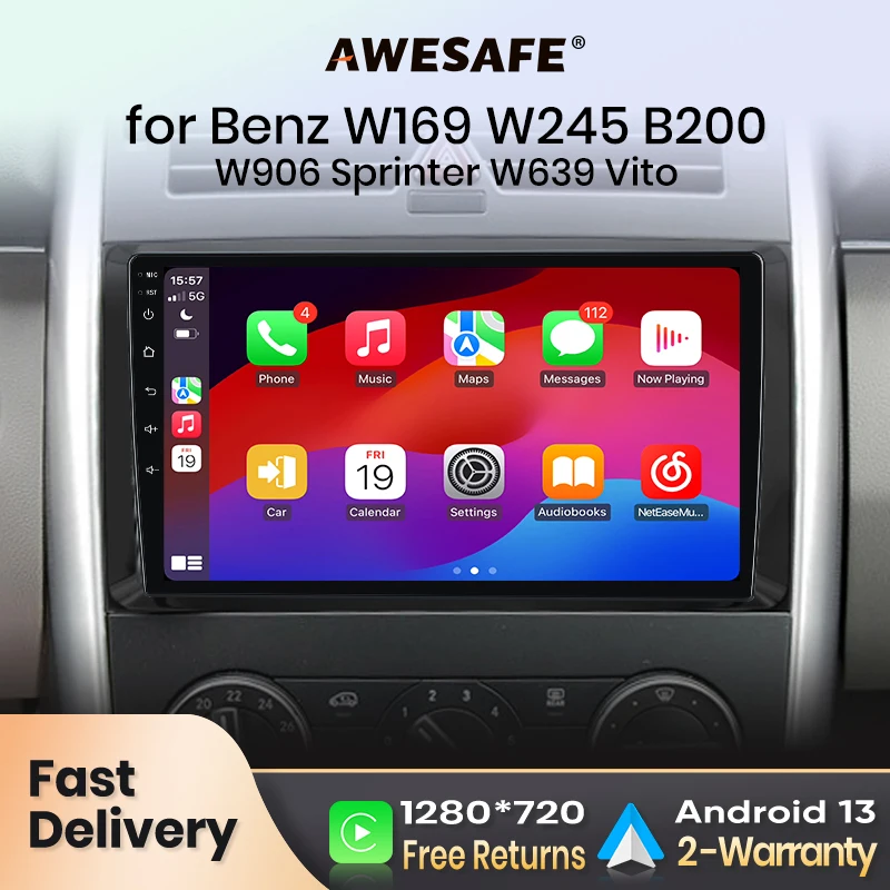 AWESAFE Car Radio for Mercedes Benz W169 W245 B200 W906 Sprinter W639 Vito Multimedia GPS Navigation Support Wireless CarPlay