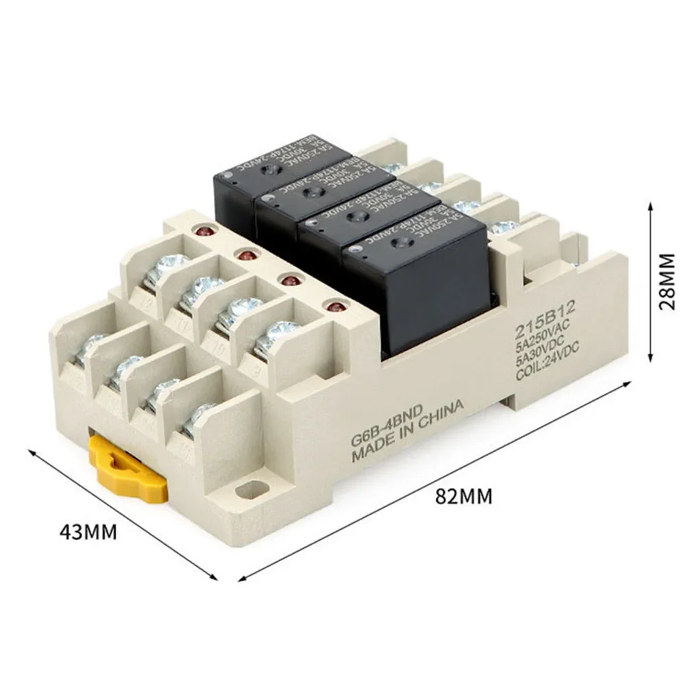 New Relay Terminal Plastic Pluggable Screw Wiring Terminal Relay With Base 4-way NO Buckle Built-in Smart Chip