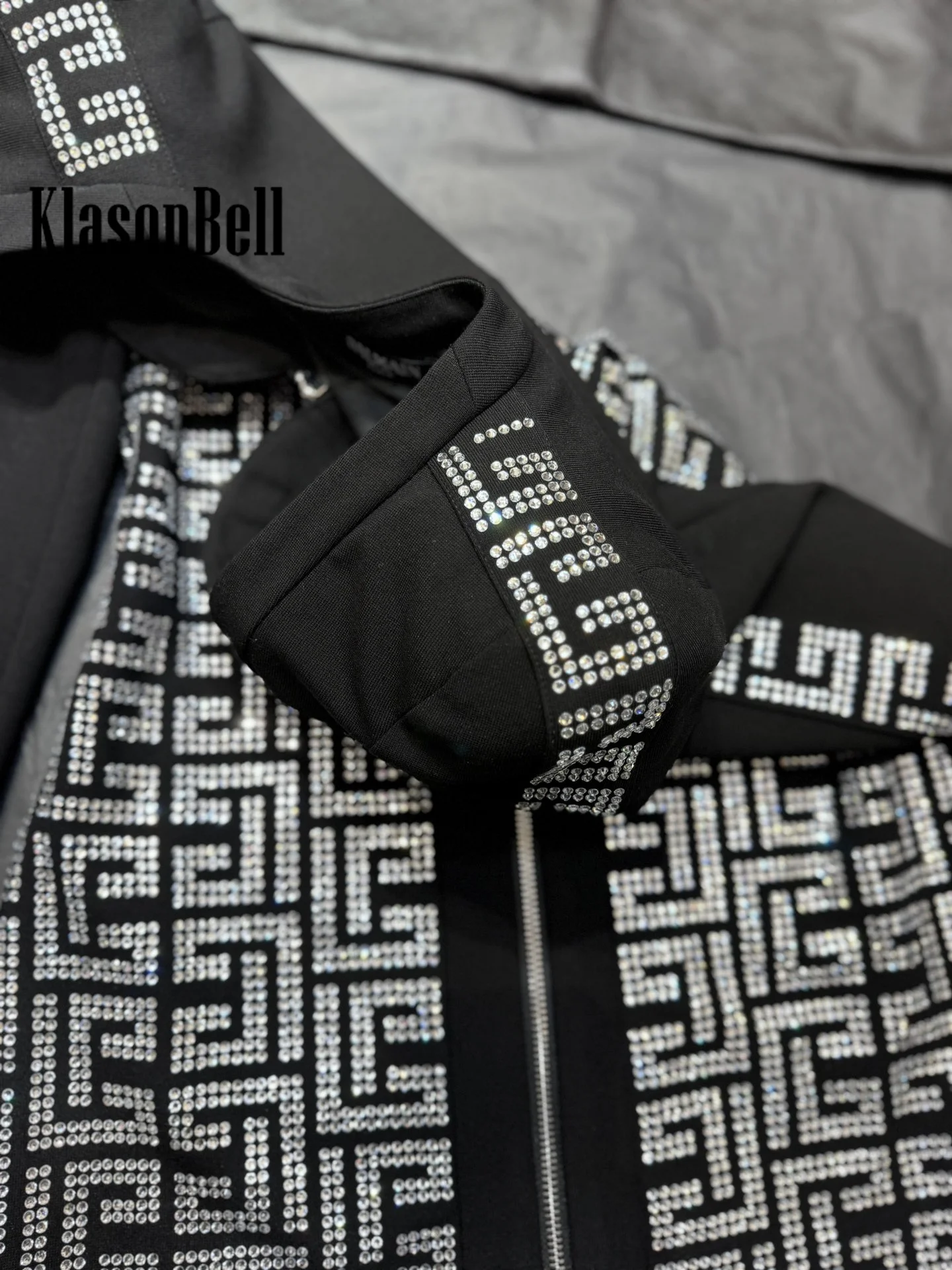 6.21KlasonBell-Diamond Geometric Pattern Dress for Women, Elegant Shoulder Pads, Strapless, Collect Waist, Mini Dress, Fashion