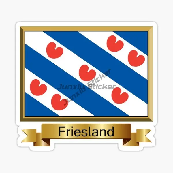 Adesivo de Carro PVC com Bandeira Nacional da Friesland, Países Baixos, Decalques Autoadesivos de Vinil para Capacete de Moto e Decoração de Trailer