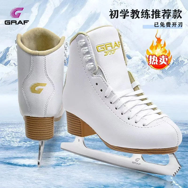 Size 27-41 Genuine Leather Ice Figure Skate Shoes Professional Thermal Warm Thicken Ice Blade Skating Sneakers for Kids Adult