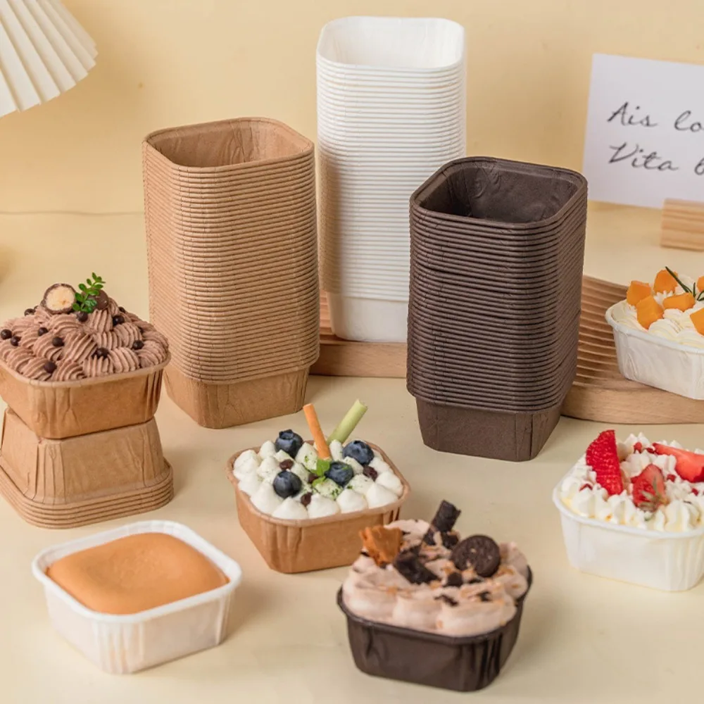 

50Pcs Coffee Cupcake Liner Baking Cup Square Muffin Cupcake Paper Cups Wrapper Wedding Cake Decorating Caissettes Muffins Papier