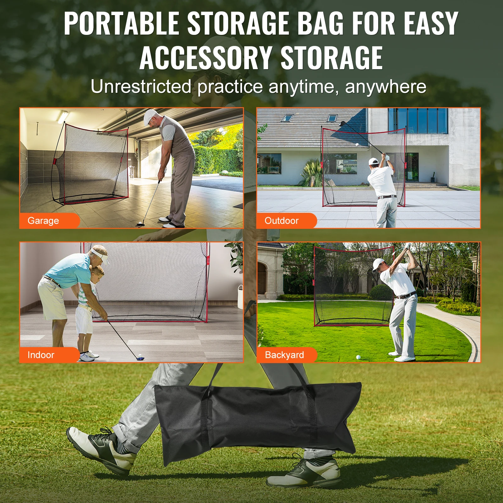 VEVOR Golf Practice Hitting Net Huge 7.8x7ft Golf Net Personal Driving Range for Indoor or Outdoor Use Portable Golf Aid Net