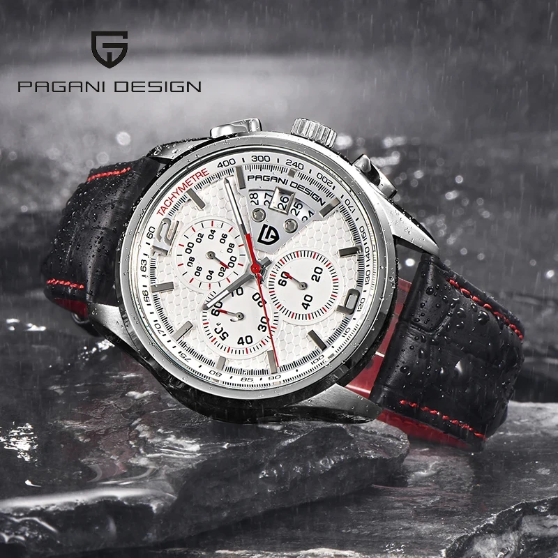 

PAGANI DESIGN Mens Chronograph Sport Leather Watches Stainless Steel Luxury Brand Quartz Watch Waterproof relogio masculino