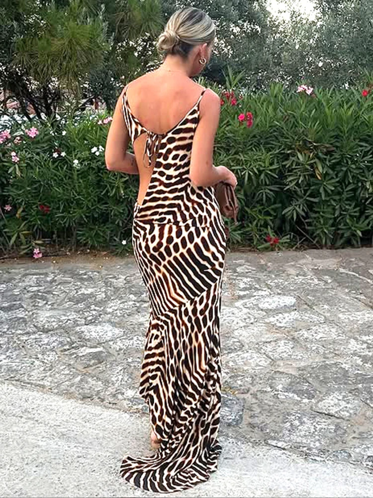 Vestido Irregular con espalda descubierta de gato extraño para mujer, ropa de verano para vacaciones en la playa, sin mangas, con cuello oscilante, tendencia de verano, ropa para discoteca de medianoche