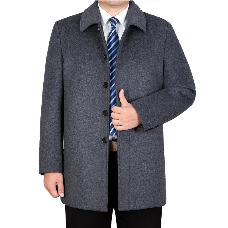 

2024-New Men's Fashion Cashmere Elegant Gentleman Business Solid Color Slim Casual Cashmere Coat Medium Long Wool Coat M-7XL