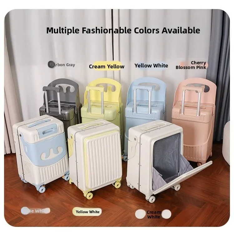 BunnyFly Children 20 Inch Carry-On Can Sit Lazy Luggage Travel Suitcase Girl Rolling Stroller Boarding Box Trolley Luggage