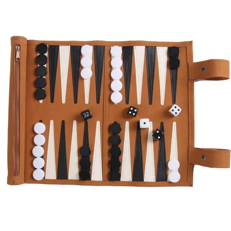 

Classic board strategy game for adults and children's backgammon Portable and travel backgammon set with premium leather case.