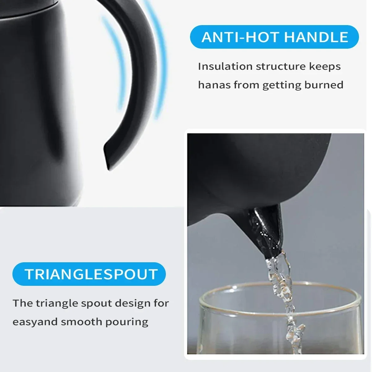 New 600ml Thermal Coffee Carafe Tea Pot - 304 Stainless Steel Double Wall Vacuum Insulated, Cool Touch Handle, & Cold Retention