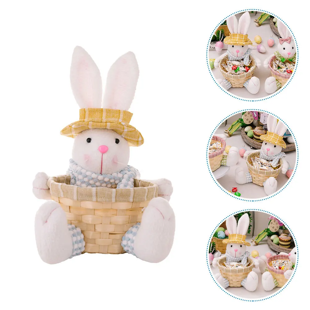 

Easter Bunny Storage Basket Woven Basket Candy Bread Fruit Holder Kitchen Countertop Organizer Easter Party Favor