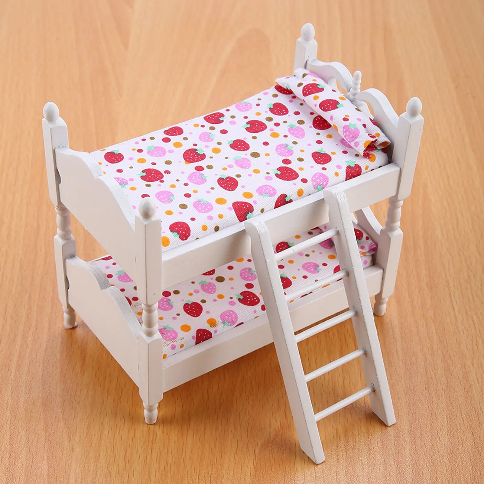 ZK30 1:12 Doll House Mini Furniture Children Bedroom Model Bunk Bed Toys