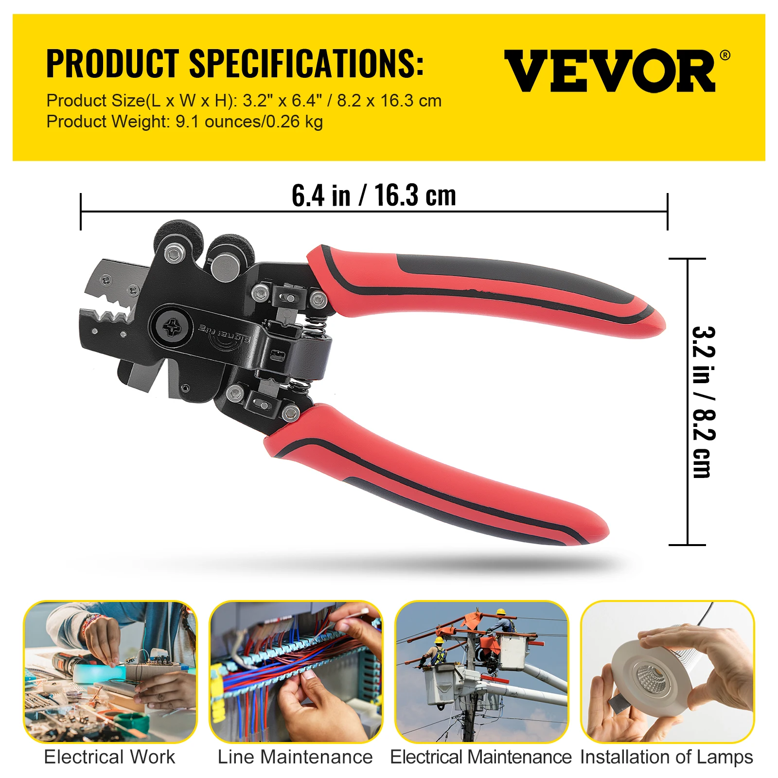 VEVOR 4 in1 spelafili in fibra ottica con 3 fori Miller Clamp Wire cutter pinze spelafili strumento professionale per reti in fibra FTTH
