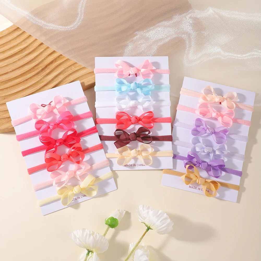 RAINBOW BOWS 3/4-teiliges Waffel-Schleifen-Strick-Stirnband-Set, sicheres elastisches Stirnband, bequemes Haarband für Babys, zum Tragen als Kopftuch – Detail 14