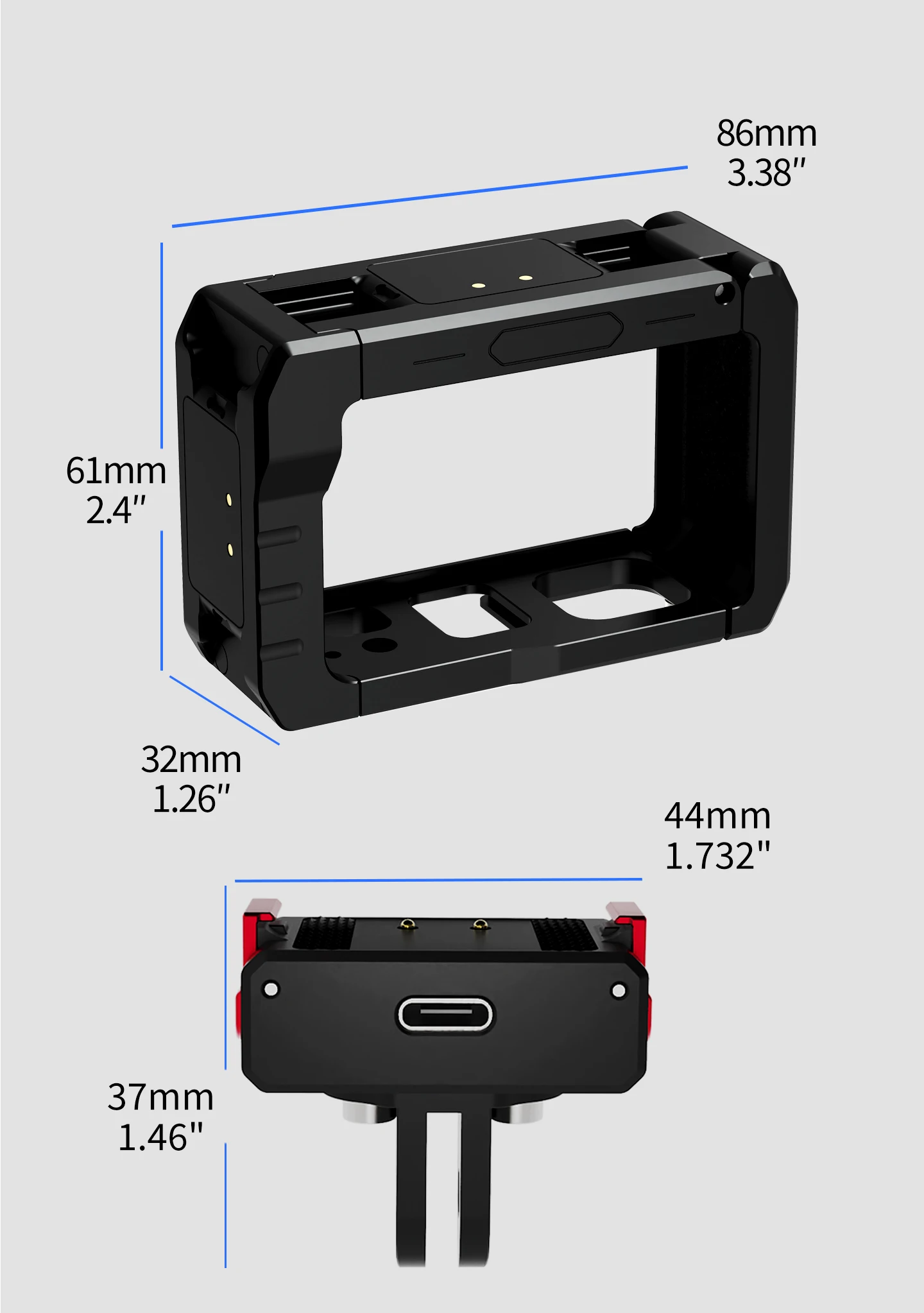 Kamerakäfig für DJI Osmo Action 5pro/4/3 Magnetischer Rahmen Schnellwechsel-Ladestation Stativadapter Cold Shoe Mikrofon-Lichthalterung – Detail 18