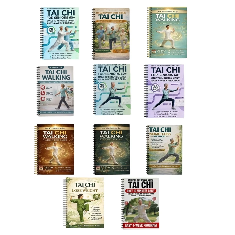 Spirals-Bound Taijiquan Practice Journal Planner with Paper Pages for Recording Plans, Daily Goal, Progress, and Reflection 24BB