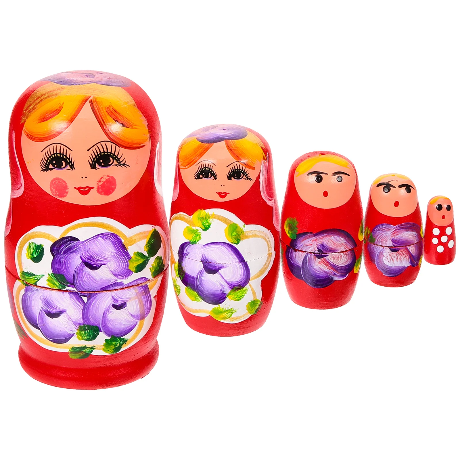 Wooden Matryoshka Color Painted Toy Nesting Girl Toys Kids Gift Russian Child