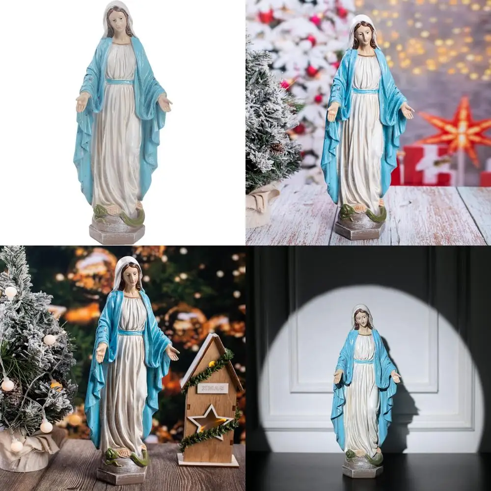 

Статуя Девы Марии из цветной смолы, 15,8 дюйма, католический религиозный сад, декоративная фигурка на открытом воздухе