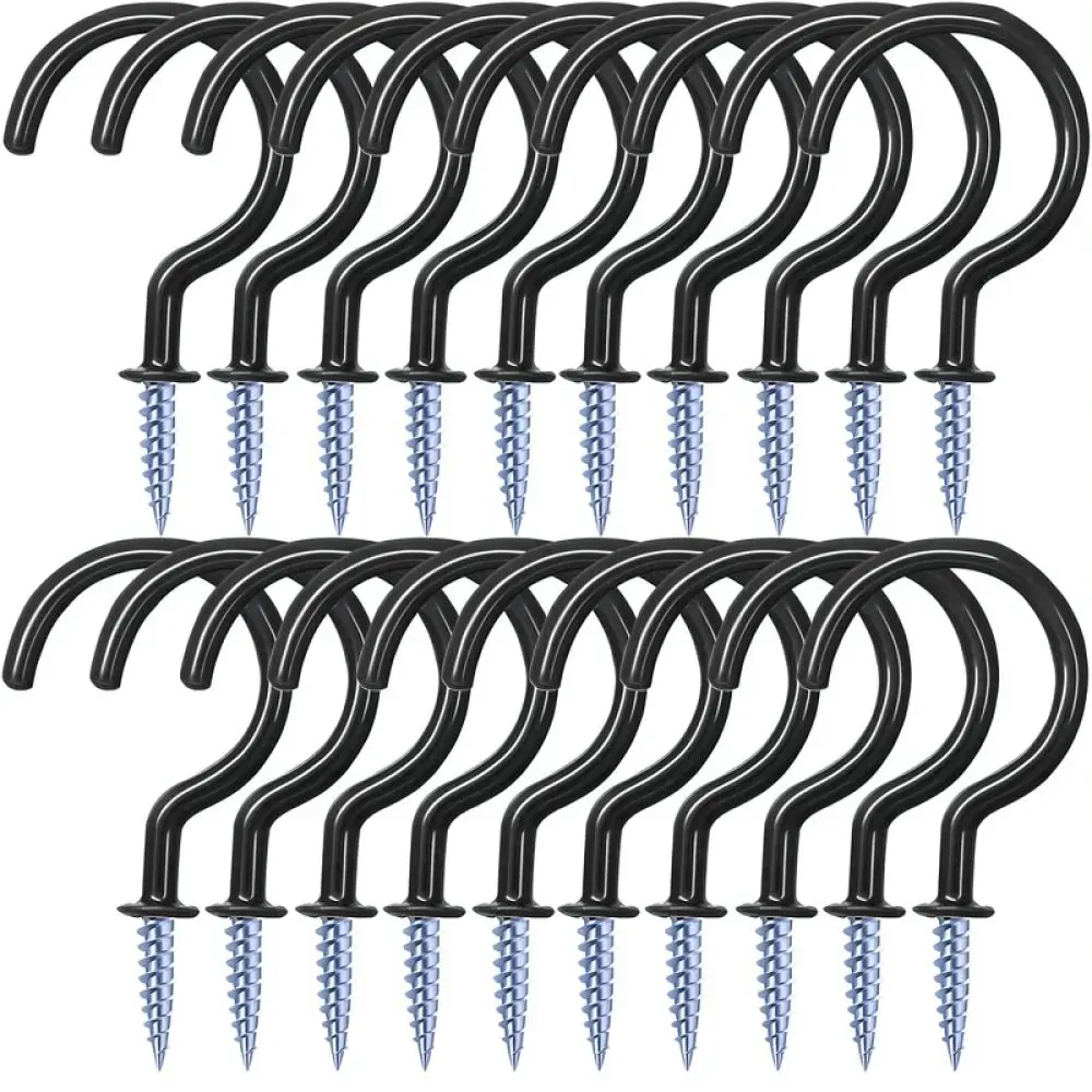 2.9 Inch Vinyl Coated Screw In Ceiling Hooks Heavy Duty Metal Storage Hanger For Kitchen Garden Wall Hanging Organizer
