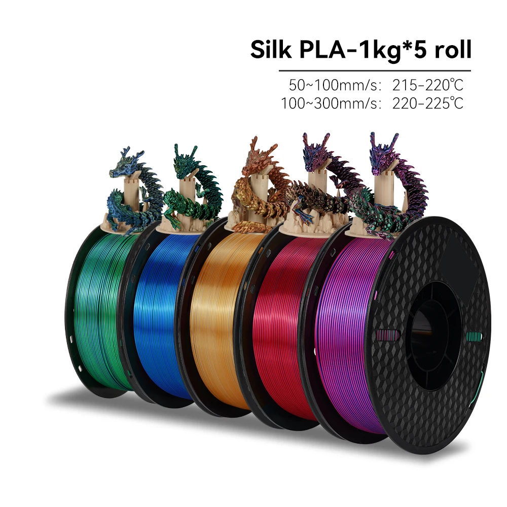 KEEPANG PLA/HS-PLA/PETG/Zijde PLA 3D Printer Filament 1.75mm Mix Kleur 5 Rolls Hoge snelheid PLA Afdrukken Materiaal voor Bambu Lab