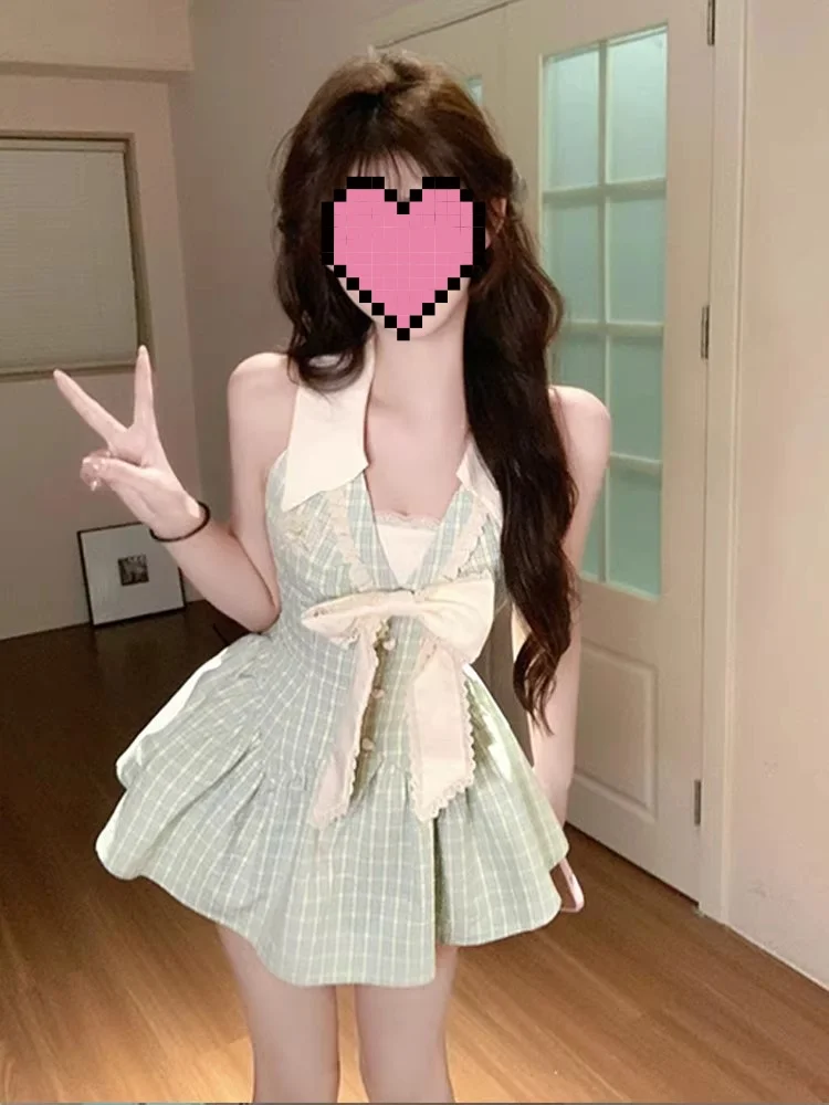 

Sweet Sle Knot Ne Hanging Dr Women's Slimming Waist Princ Dr plus Size Casual High Waist A-Line Skirt