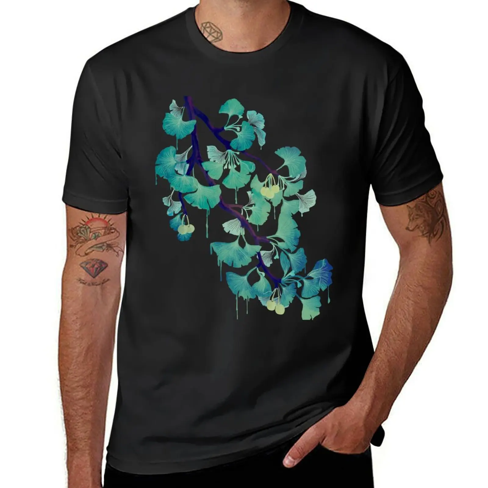 O Ginkgo (on Black) T-Shirt valentines boutique clothes baggy shirts mens plain t shirts