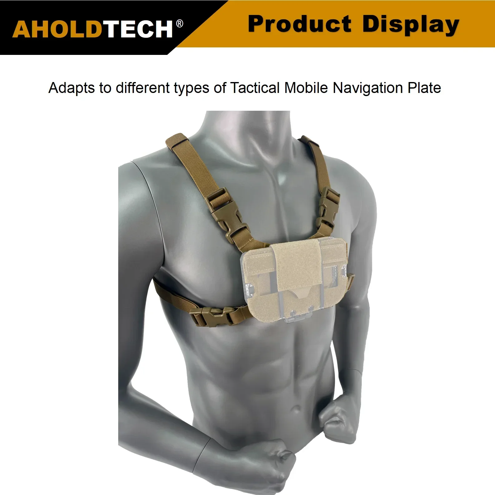 Aholdtech Tactical Fixed strap for Mobile Navigation Plate Chest Hanging Mobile Holder Vest Accessories Outdoor Folding Plate