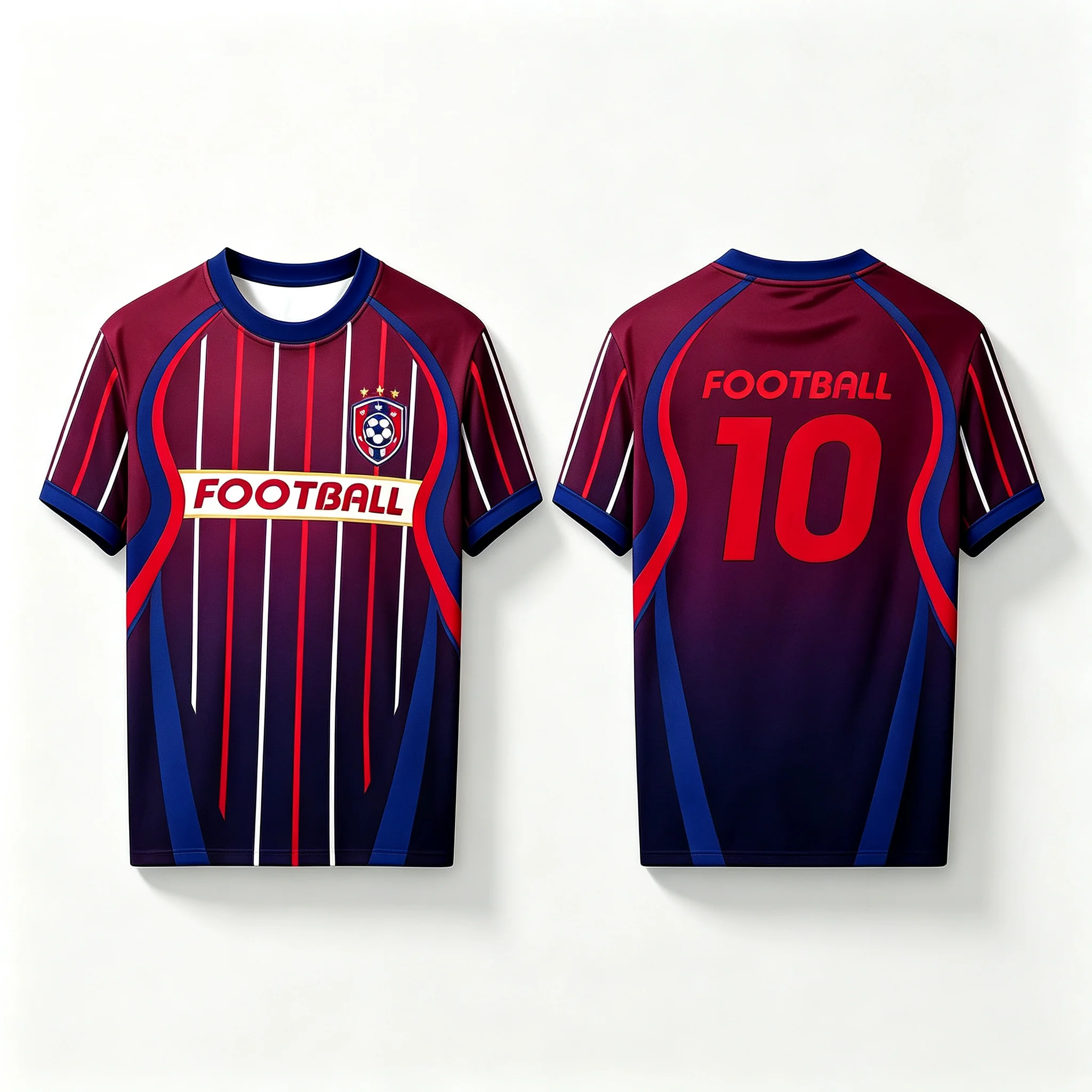 Vintage Stripe Splicing Club Badge Fan Jersey, Multi-color Resistant Breathable Crew Neck Tee For Men Women Football Party