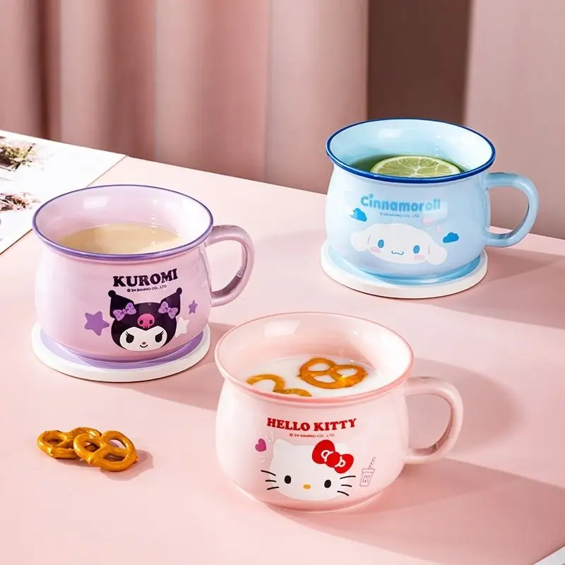 

Sanrio Anime Kawaii Hello Kitty Kuromi My melody Large Capacity Breakfast Ceramic Mug Home Water Milk Coffee Cup Wholesale