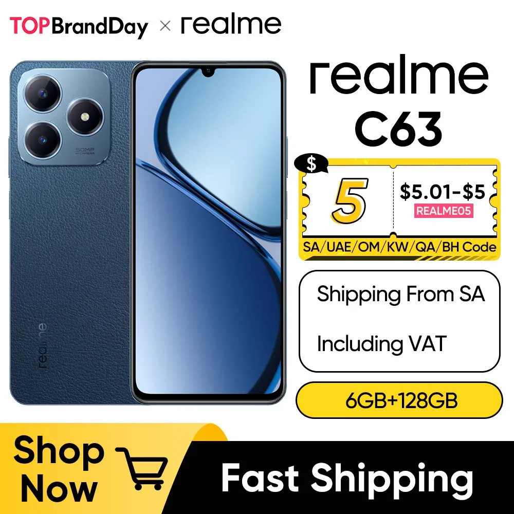 realme C63 8+256GB 6,75'' 90Hz Eye Comfort Display 50MP AI Camera 5000mAh Battery 45W Fast Charge