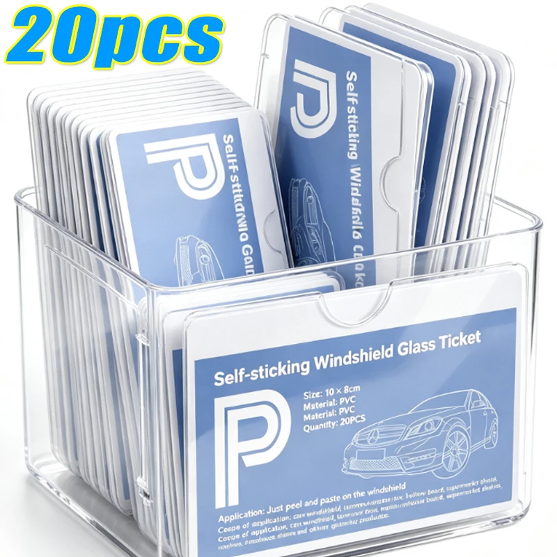 Car Self-adhesive Clear Label Bag Plastic Cover Pocket Card Holder Transparent Windshield Parking Permit Card Bag 1-20pcs