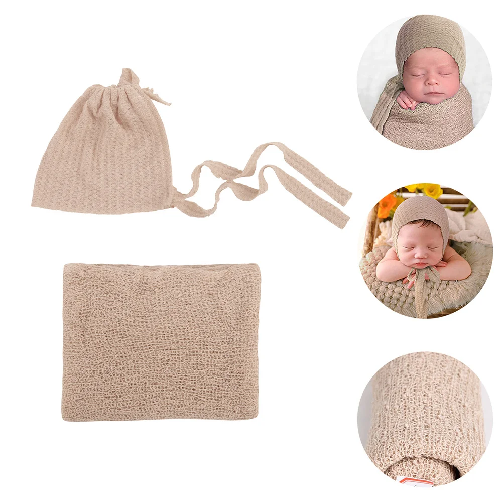 

1Set Baby Photography Swaddle Wrap and Hat Newborn Wrap Blanket Infant Photo Prop Soft Comfortable Nursing Baby Swaddle