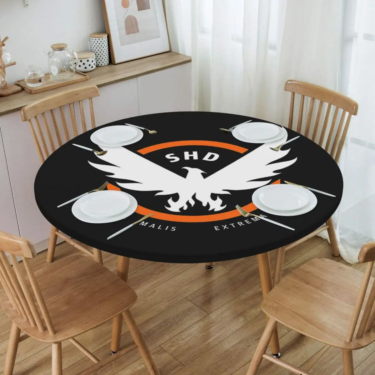 Game Tom Clancys The Division SHD Seal Waterproof Round Tablecloth Oilproof Table Cloth for Kitchen Events Dining Table Cover