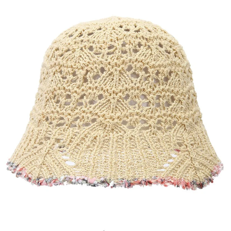 2024 New Hollow Woven Dome Lace Basin Cap Spring and Summer Leisure Fisherman Hat Outdoor Sun Visor luxury bucket hat