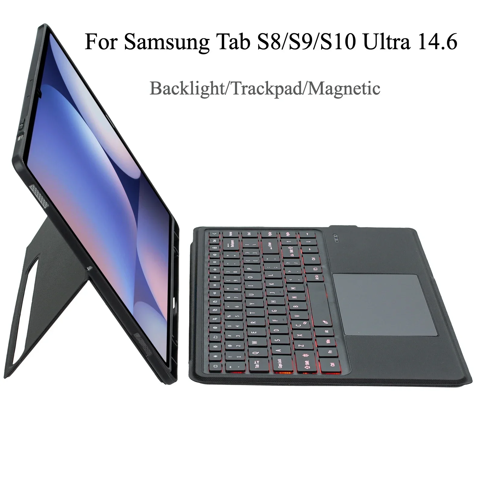 Detachable Backlit Keyboard Cover for Samsung Galaxy Tab S10 Ultra 14.6 S8 Ultra S9 Ultra, Keyboard Case for Samsung Tab 14.6