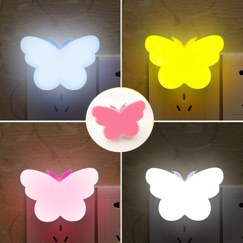 Mini LED Wall Night Light, Sensor do Crepúsculo para o Amanhecer, Lâmpada Borboleta para o Quarto, Corredor, Escadas, Corredor, UE, Plugue EUA, 110V, 220V