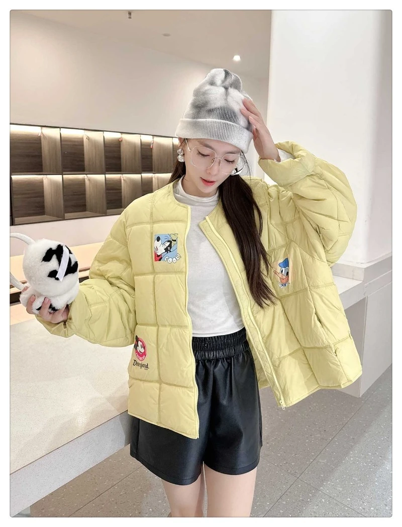 Koreanischen Stil Zipper Mantel Damen Beliebte Neue Winter Verdickt Mantel Ins Trend Cartoon Kurzen Stil Warme Baumwolle Gefütterte Jacke