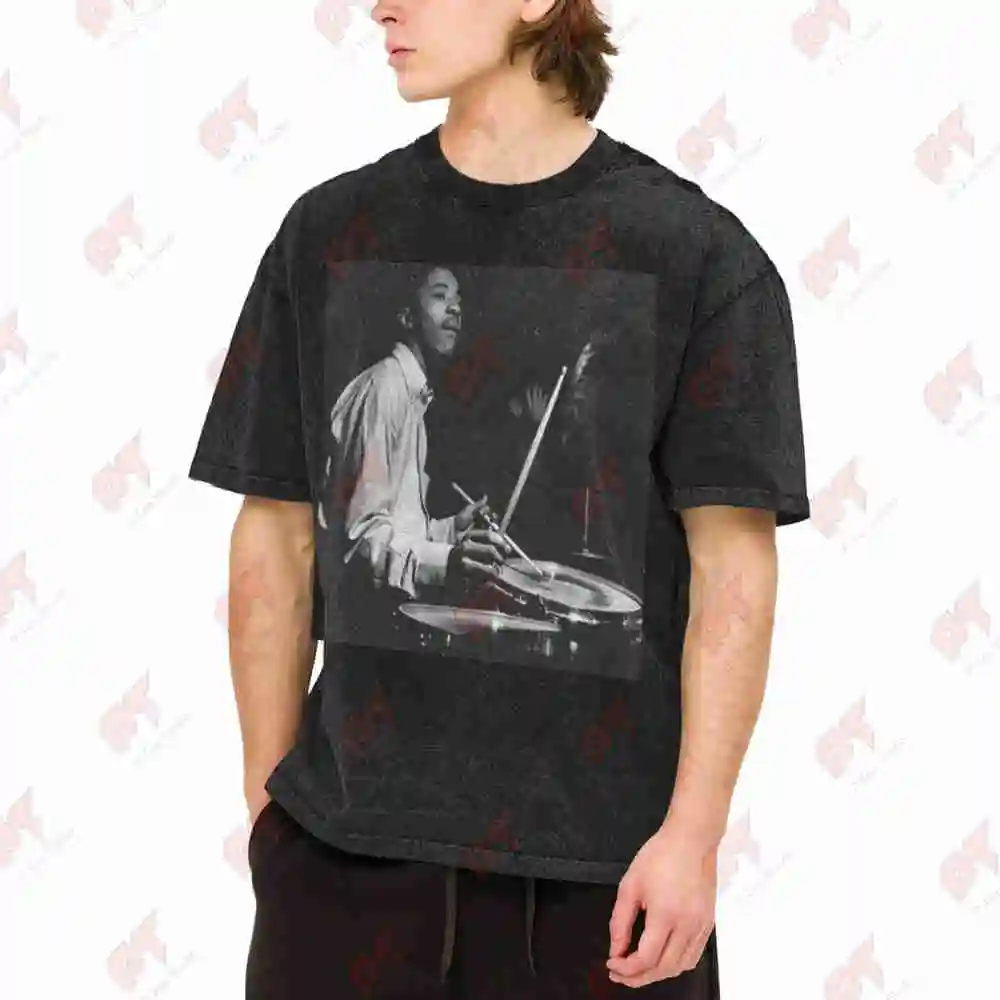 Tony Williams Drummer Jazz 180Gsm Vintage Washed Tee Pure Cotton T-Shirt