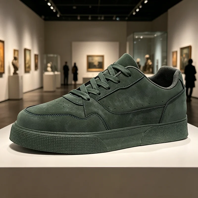 Men's Suede Low-Top Casual Sneakers, Non-Slip Thick Sole Skate Shoes, Breathable Daily Walking Shoes for Men
