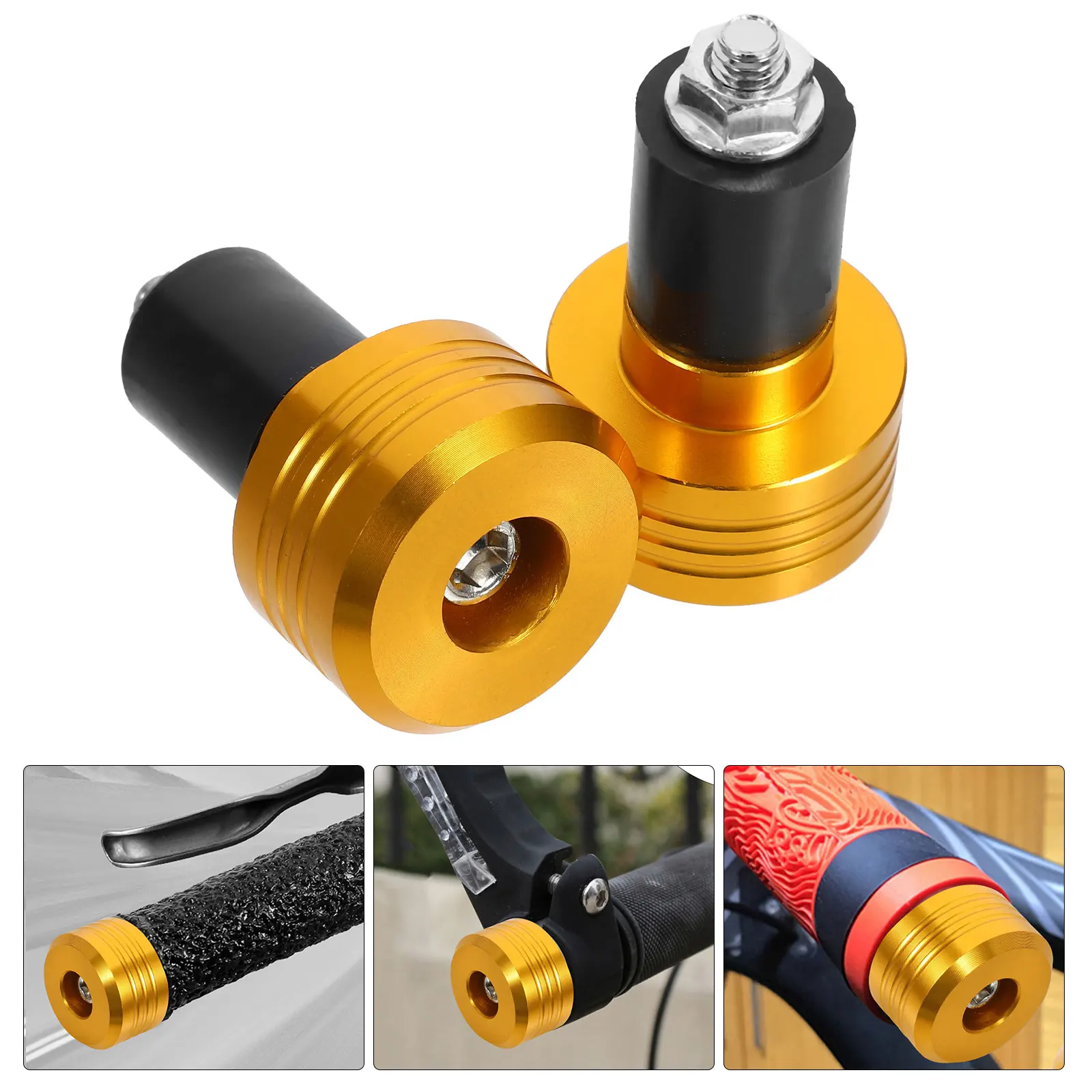 

1 Pair Motorcycle Handlebar End Caps Durable Stylish Replacement Accessories Motorbike Bar Plugs Thread Design Universal Fit For