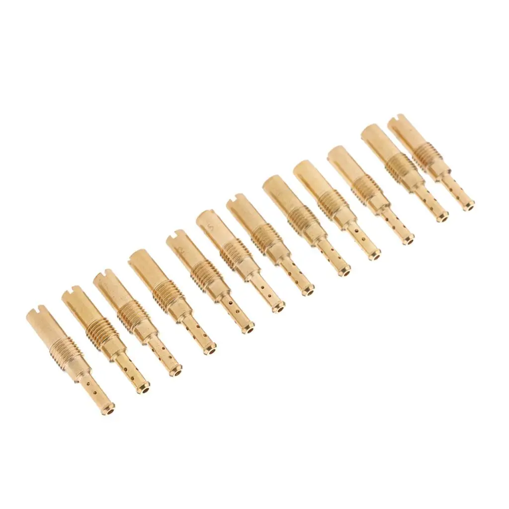 Carburetor Main Jet Slow Pilot Jet Kit Metal Gold Set PWK CVK PE Compatible for Chinese Scooter ATV Kart 12 Pieces