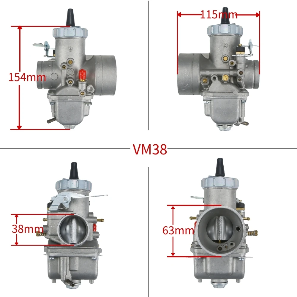 VM38 38 مللي متر دراجة نارية المكربن ل Mikuni الشريحة المستديرة VM سلسلة ياماها TZ350 VM38-9 250-500cc ATV رباعية Carb 2 السكتة الدماغية المكربن
