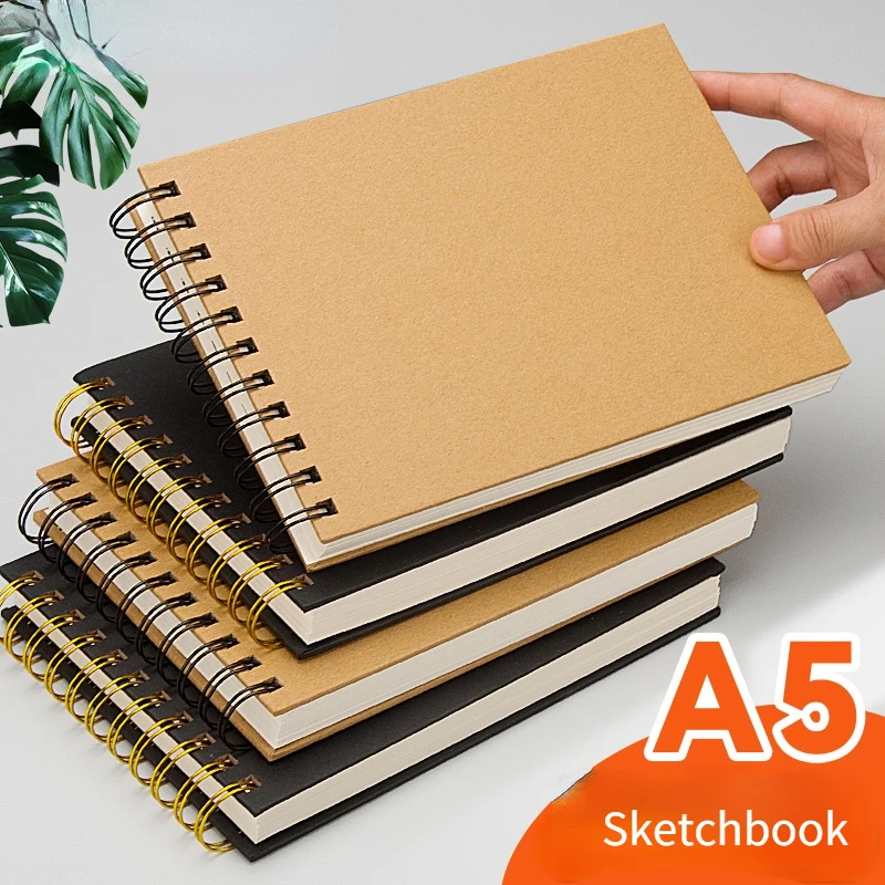 A5 Portable Sketchbook Student Hand-painted Blank Paper Thickened Coil Loose-leaf Hard Shell Art Special Painting Book