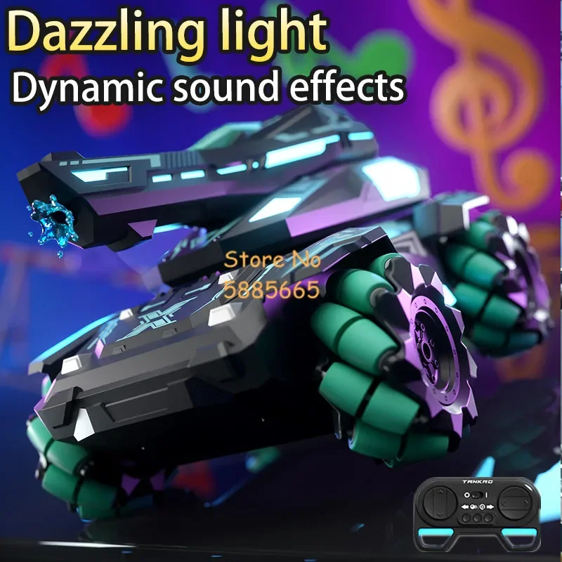 Meninos relógio de batalha ao ar livre detecção duplo controle rc carro 2.4g lançamento bala 360 rotação dublê controle remoto deriva dublê tanque carro