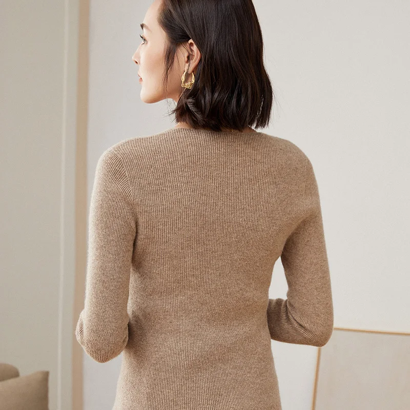 WinvyNee Women Clothing Slim Sweater Long Sleeve Top V Neck Merino Wool Sexy Jumper Soft Warm Knitwear Pullover Winter A1263002