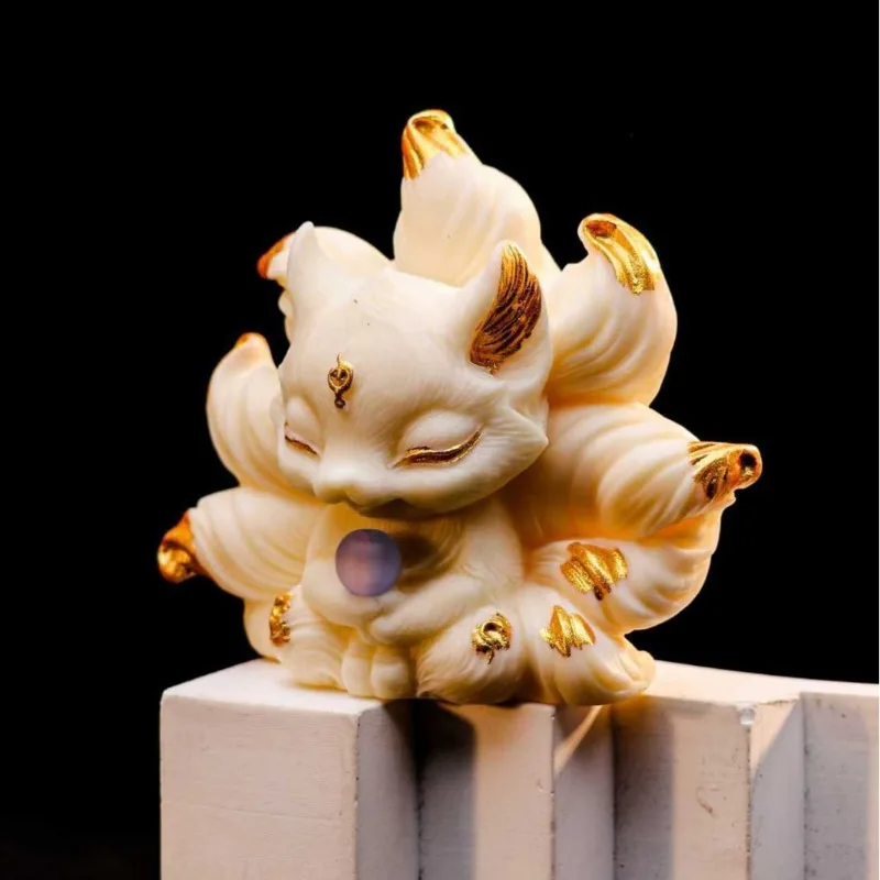 

Eco Friendly Non Toxic Powder Pressed Ivory Nut Carving Hand Painted Ornament Home Desk Car Decor Craft Artwork